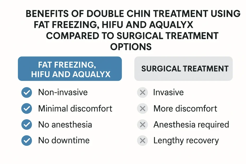 Graphic about the benefits of double chin treatment Worksop - from LA LIPO