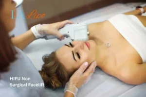 Woman having Hi-Fu to reduce wrinkles Worksop.