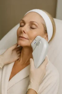Woman receiving HIFU non surgical facelift treatment Worksop