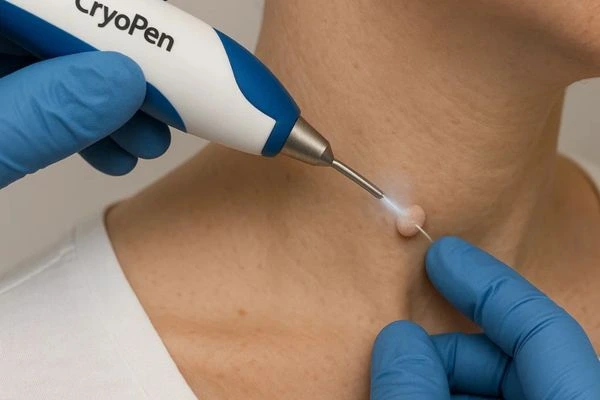 Person receiving Cryotherapy skin tag removal Worksop