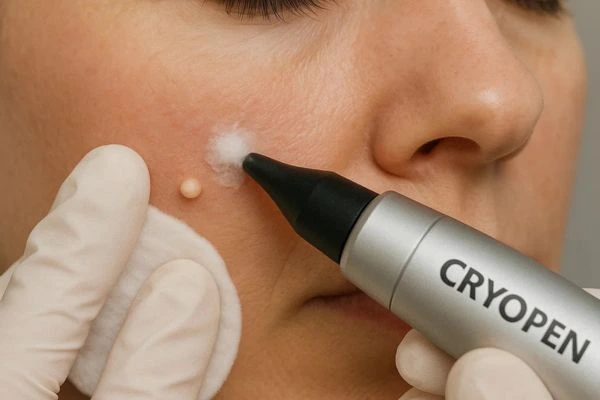 Woman receiving milia removal treatment Worksop
