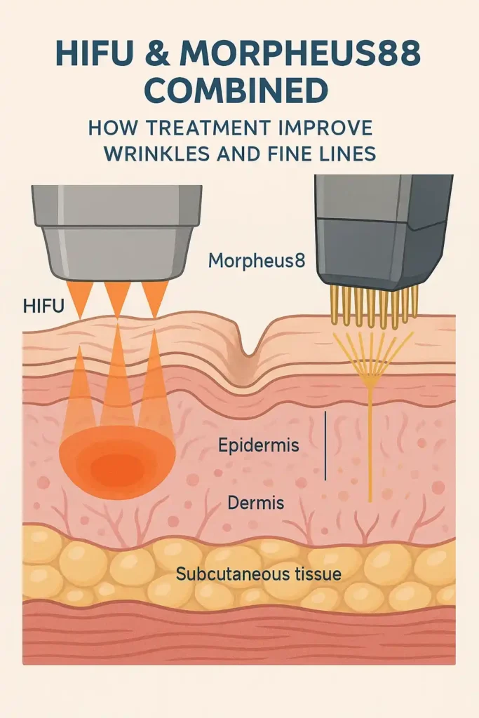 Diagram showing HIFU & Morpeus8 Worksop and the benefits for reduction in wrinkles and fine lines